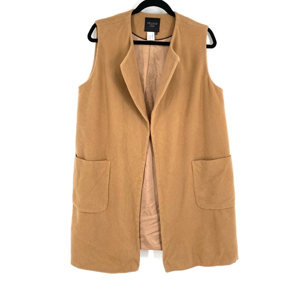 Helene London Jackets & Blazers - Helene Berman London wool cashmere tan open vest L